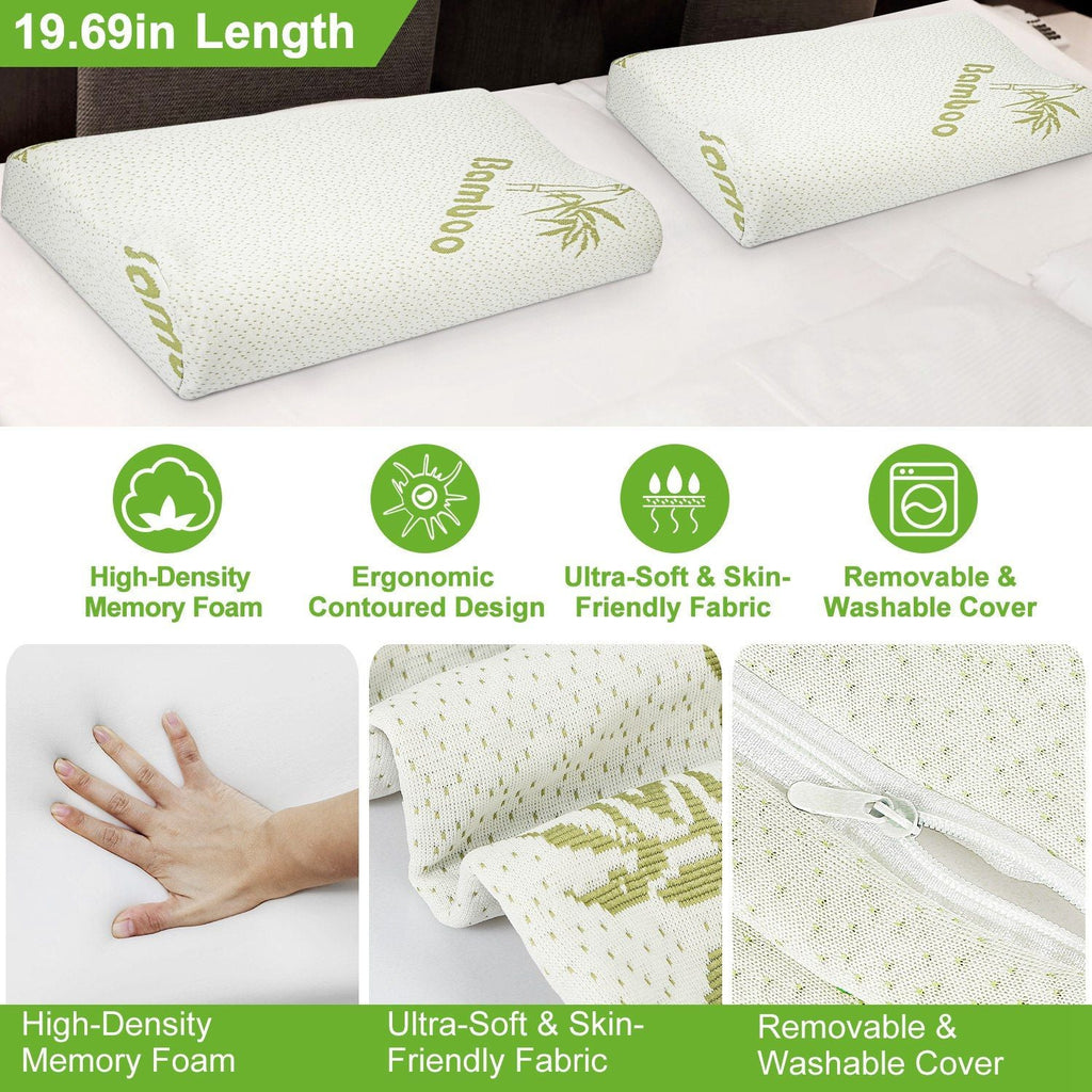 Bambus Memory Foam Schlaf Kissen Konturiertes Nackenstützkissen Orthopädisches Kissen Nackenstütze Atmungsaktives Kissen