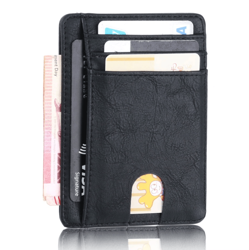 Herren Leder Slim Wallet Kreditkartenetui RFID Blocker Geldbörse Ausweis Geldfach PU USA