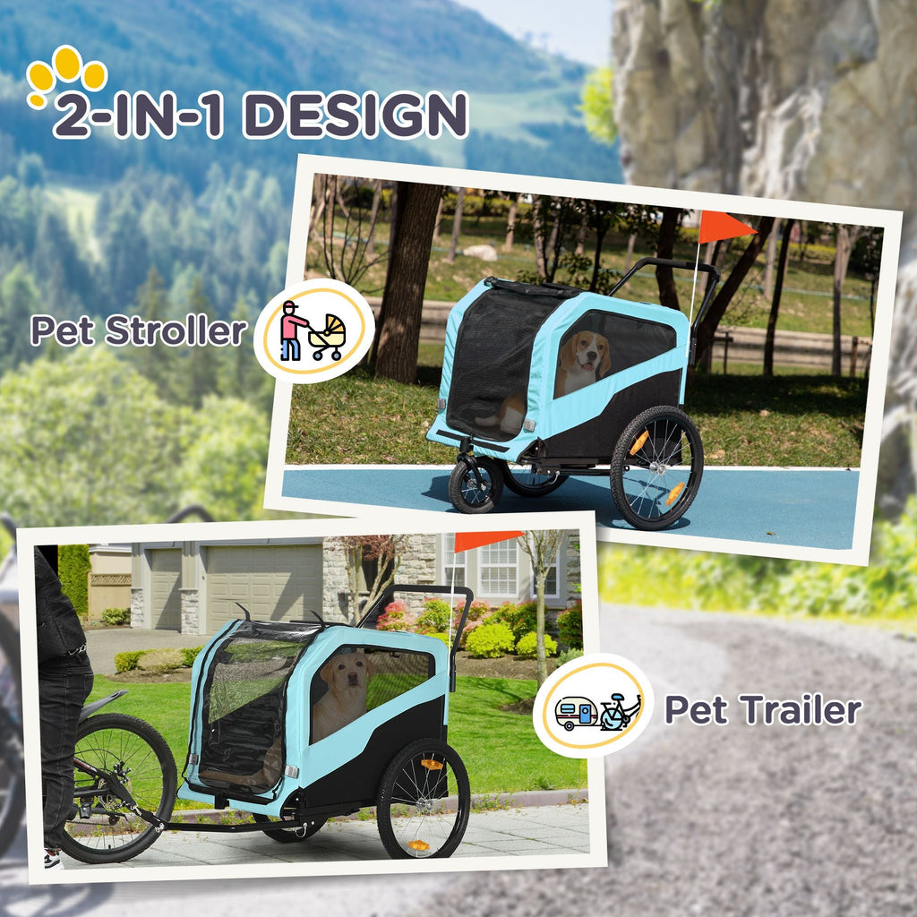 Haustier-Kinderwagen - 2-in-1 Großer Hundeanhänger & Kinderwagen Combo mit Sicherheitskupplung Schnellspannrädern Fußstütze Haustier Fahrradanhänger