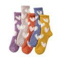 5 Paar Herz Korallenvlies Socken Damen Schlafsocken Warme Wadenhohe Haussocken Plüsch Bodensocken