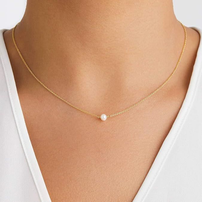 Lxalry Collier Bohème Minimaliste avec Pendentif Perle d'Eau Douce, Chaîne Délicate Plaqué Or 18 carats, Parfait pour les Accessoires de Mode Féminins, Cadeau Idéal pour les Anniversaires et les Occasions Spéciales