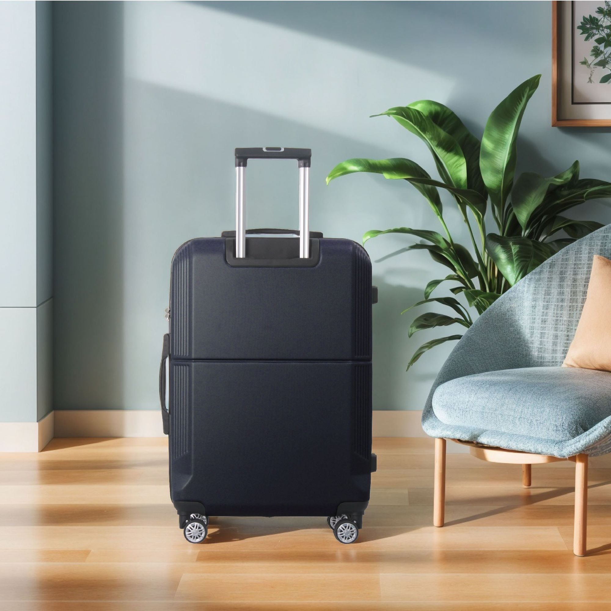 BLAUES 3-teiliges Premium ABS-Gepäckset – 20", 24" und 28" Koffer mit mehrstufigem Griff, leisen Spinner-Rädern und TSA-Schloss – Strapazierfähiges, stilvolles und geräumiges Reisegepäck