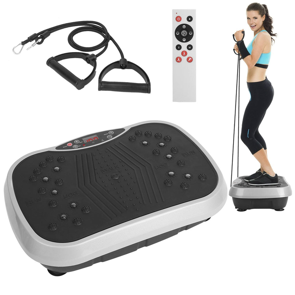 Appareil de fitness vibrant avec bandes de résistance, télécommande, plateforme vibrante pour le corps entier, équipement d'entraînement à domicile pour la perte de poids et la combustion des graisses