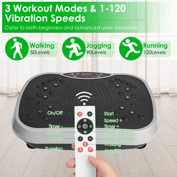 Plateforme vibrante avec bandes de résistance, télécommande, pour un entraînement complet du corps à domicile, idéal pour la perte de poids et la combustion des graisses.