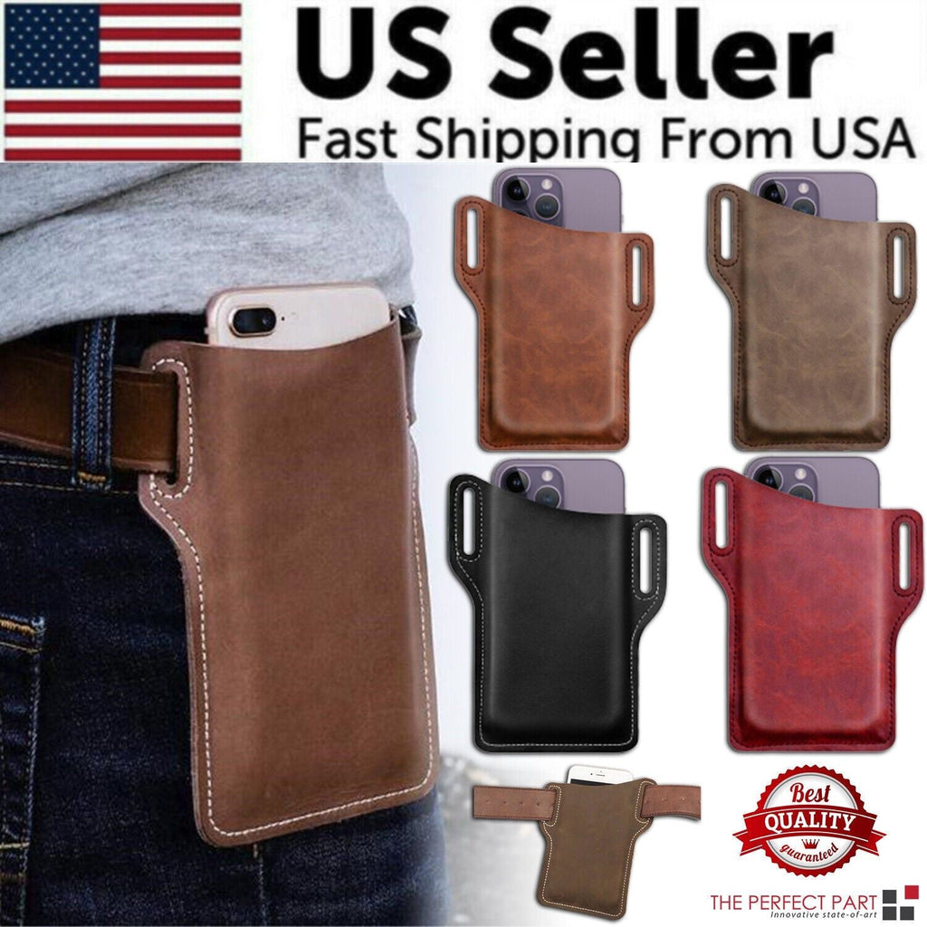 Sac de ceinture pour homme pour téléphone portable, pochette de taille en cuir, étui portefeuille