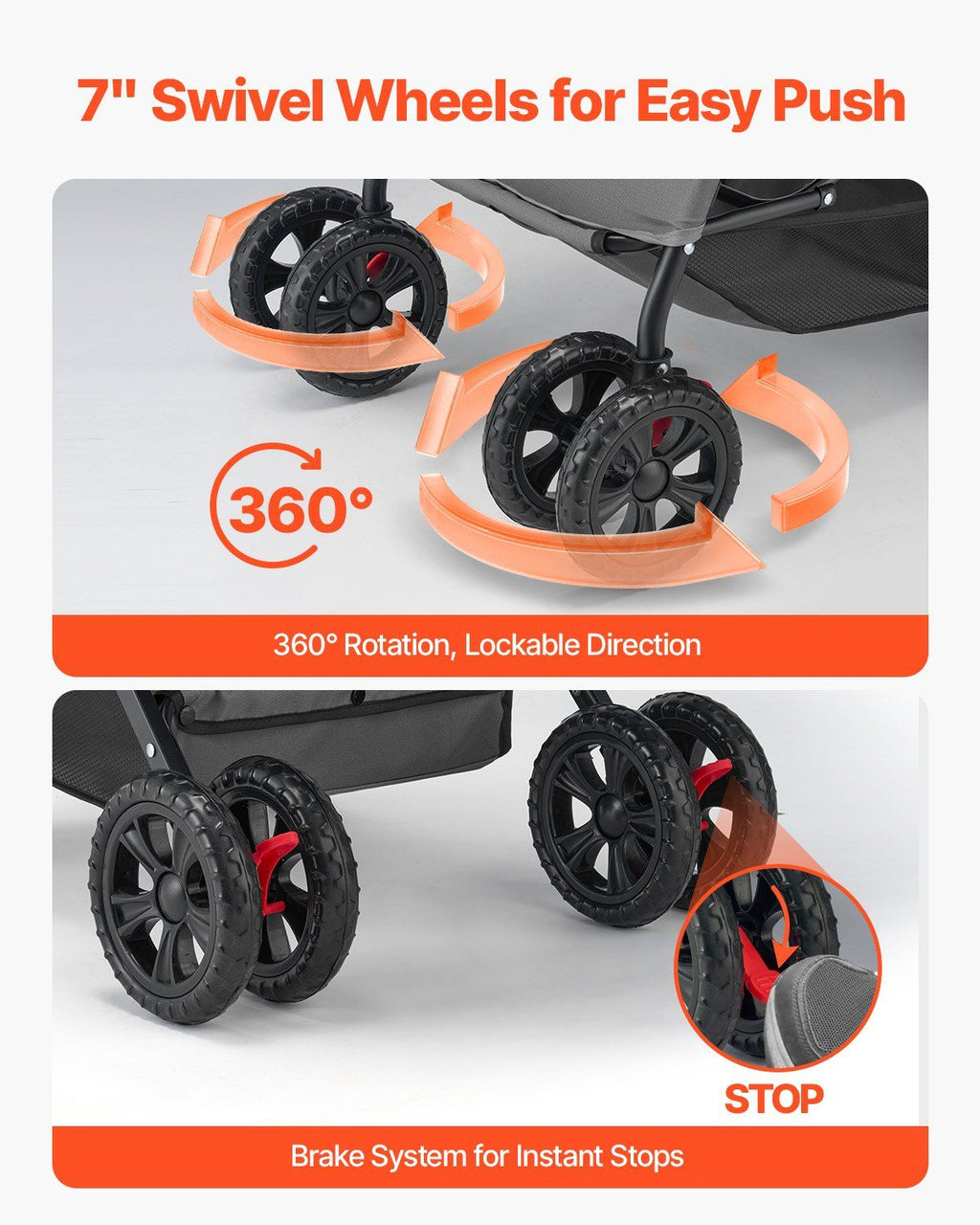 Haustier-Buggy Faltbar 4 Räder Reise-Hundebuggy Wendegriff bis 20 kg