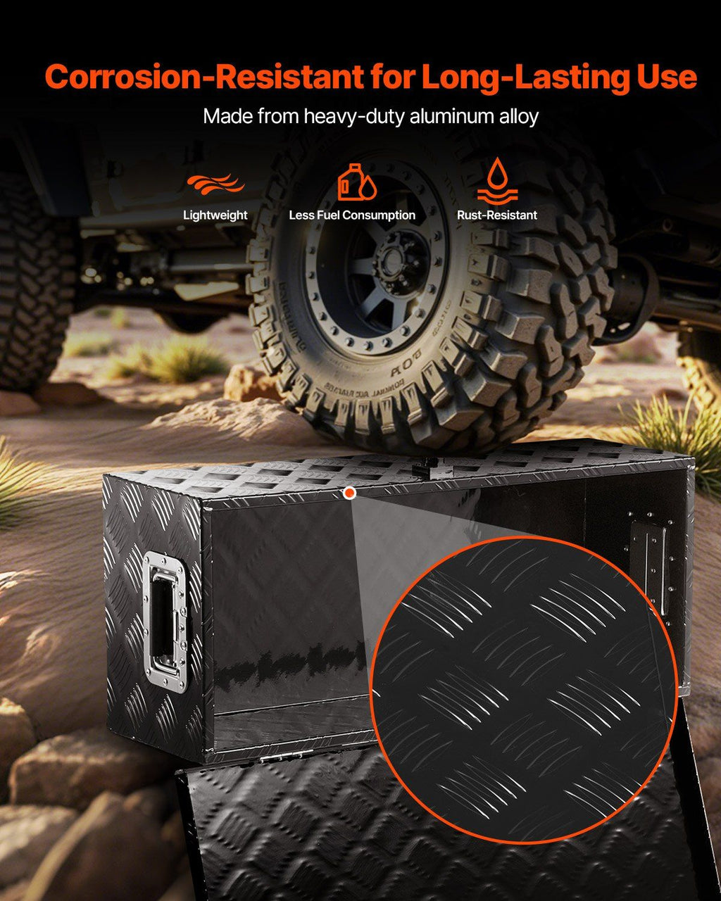30"x13"x9.6" Schwerlast-Aluminium-Werkzeugkasten für Pickup-Wohnmobil, Schwarz