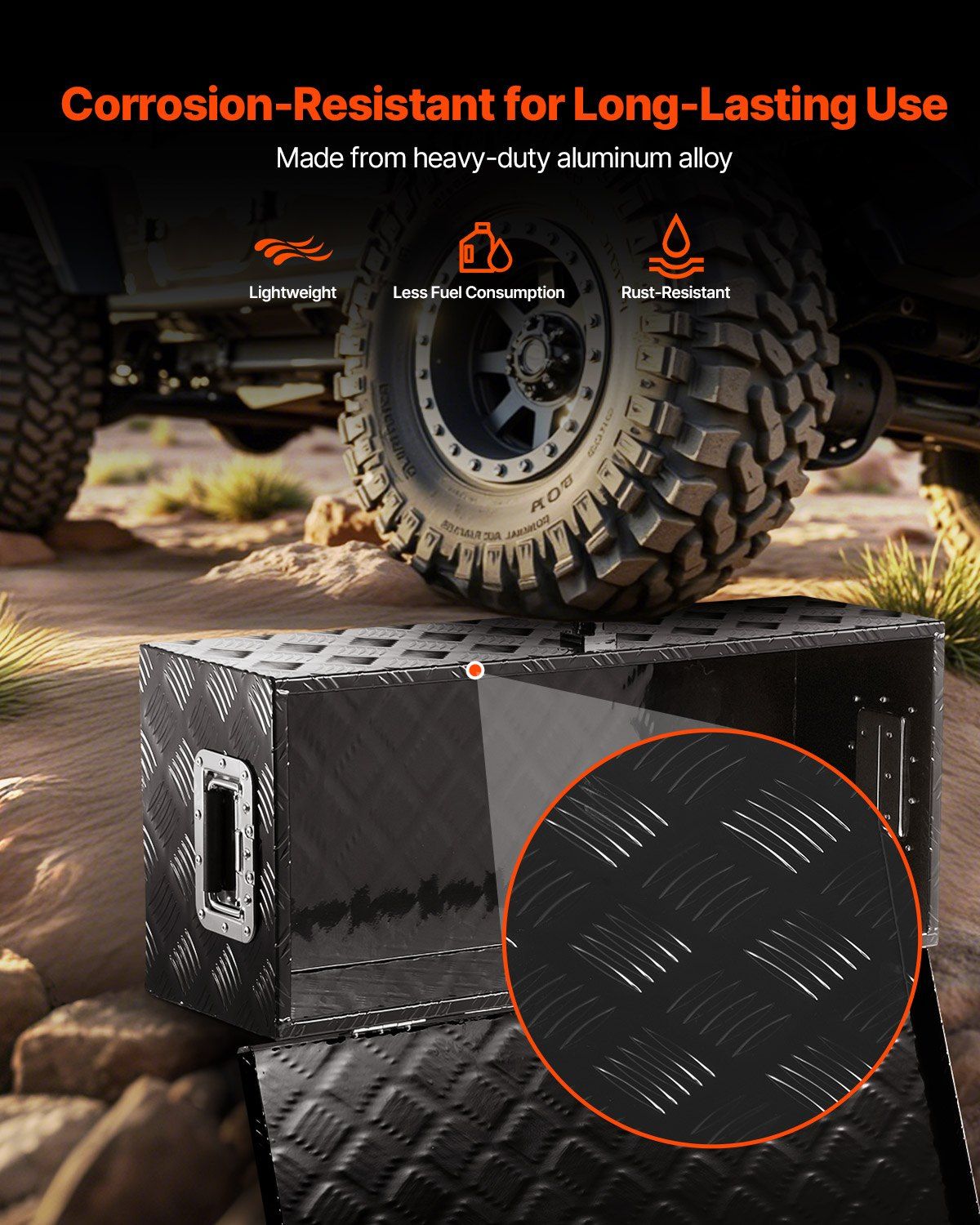 30"x13"x9.6" Schwerlast-Aluminium-Werkzeugkasten für Pickup-Wohnmobil, Schwarz