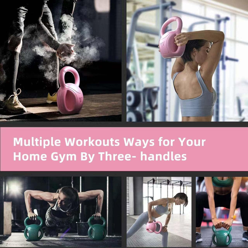 Kettlebells mit 3 Griffen – Gewichte für Frauen, Optionen 5, 10, 15 und 20 LB für Russian Twists, AB-Übungen, Gewichtheben und Core-Fitnessübungen für das Home Gym [einzeln verkauft]