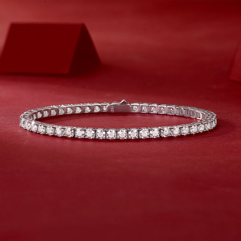 Einzigartig - Ein modisches Armband- und Armreif-Schmuckset mit 0,1 Karat Moissan-Diamanten, S925 Sterlingsilber und platinierten Diamanten