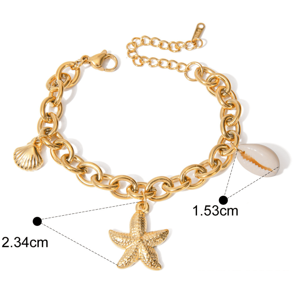 18K vergoldetes Meeres-Charm-Armband – Edelstahl Coastal Schmuckkollektion