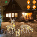3er Set Rentierfamilie beleuchtet 2D Weihnachts-Hirsch-Dekoration warmweißes Licht 3 Beleuchtungsmodi Hirschkuh-Kitz Innen-Außen-Weihnachtsdekoration