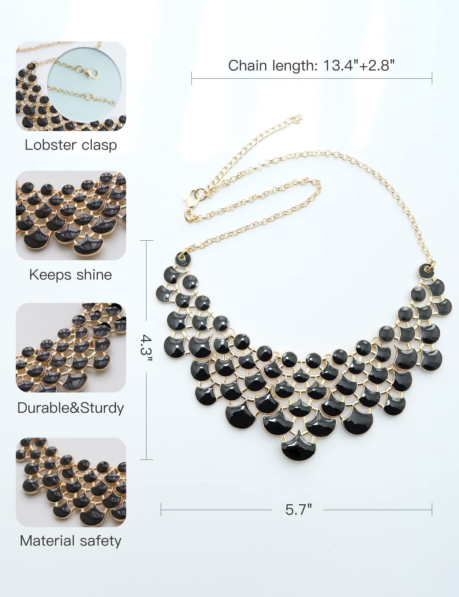 Jane Stone Modeaussage Collier Halskette Vintage Durchbrochenes Lätzchen Kostüm Schmuck