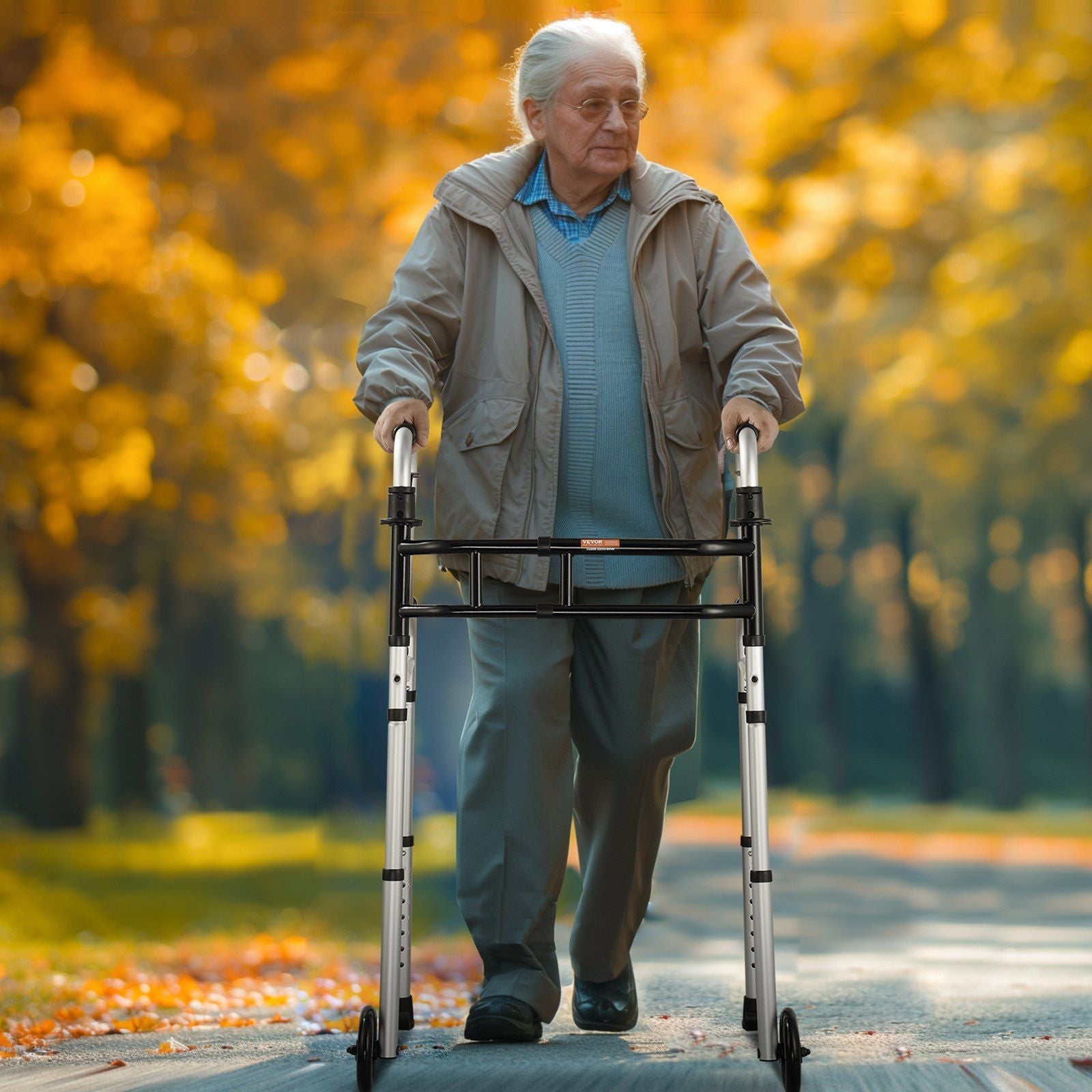 Déambulateur pliant VEVOR avec aide à la station debout et hauteur/largeur réglables