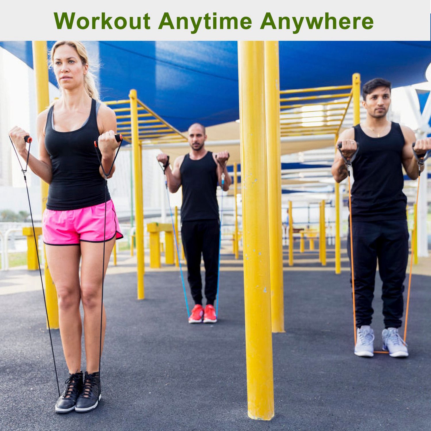 Lot de 11 bandes de résistance pour entraînement fitness – Tubes d'exercice jusqu'à 45 kg