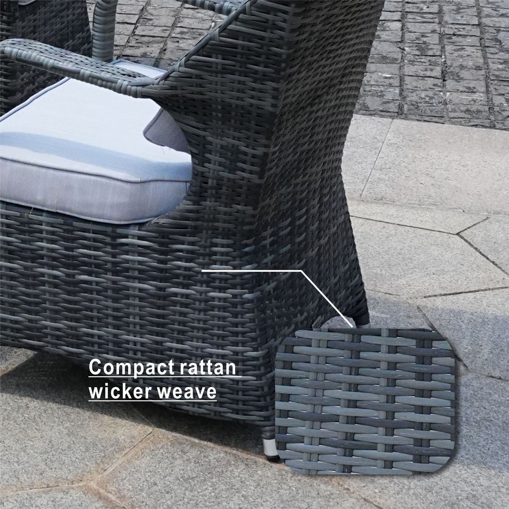 Ensemble de salle à manger d'extérieur Direct Wicker avec foyer – Table rectangulaire en aluminium 6 places et chaises en rotin