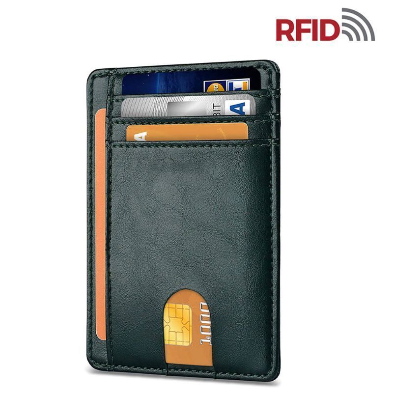 Portefeuille mince en cuir pour hommes Porte-cartes de crédit Blocage RFID Pochette porte-monnaie en PU États-Unis
