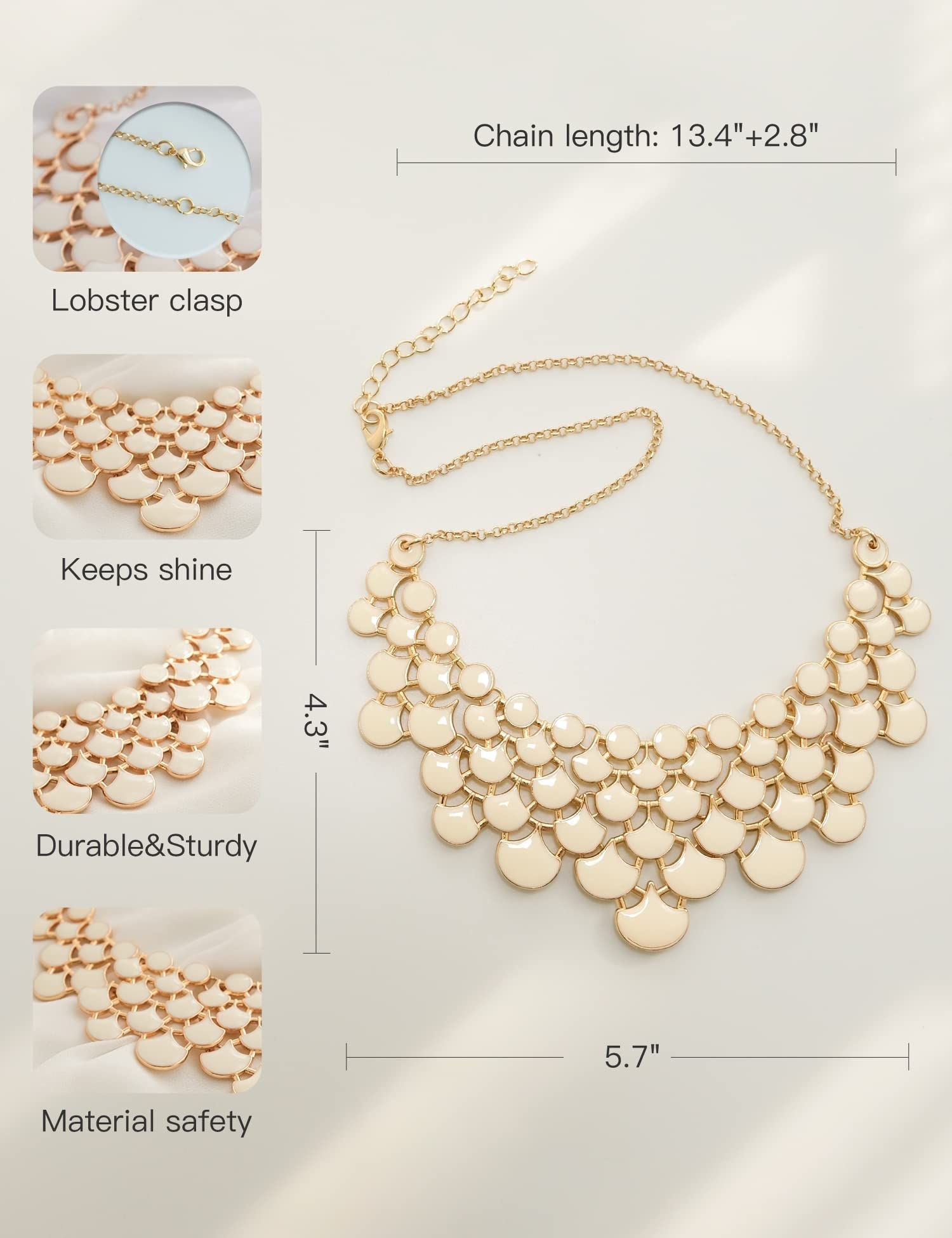 Jane Stone Modeaussage Collier Halskette Vintage Durchbrochenes Lätzchen Kostüm Schmuck