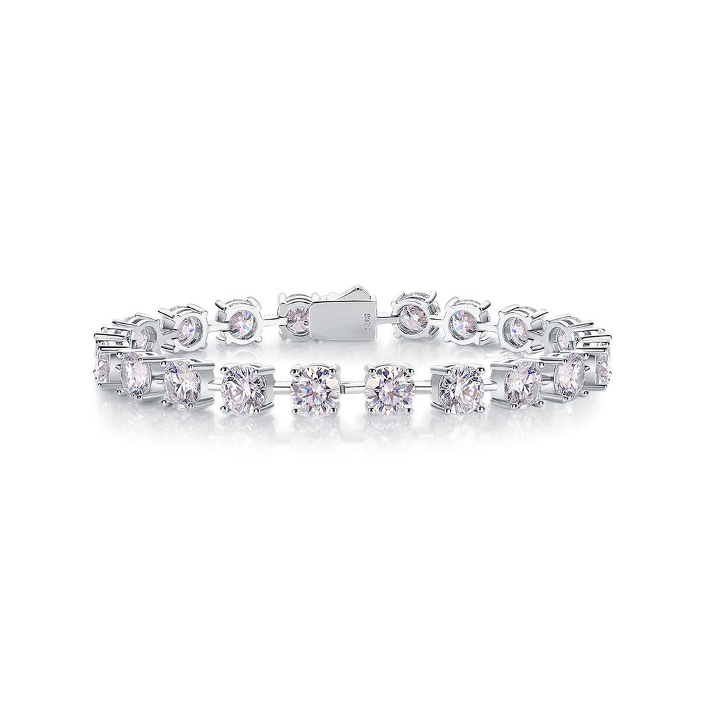Rendez-vous - Parure de bijoux élégante en forme de bracelet et de jonc sertis de moissanite en argent sterling S925 et diamant plaqué platine