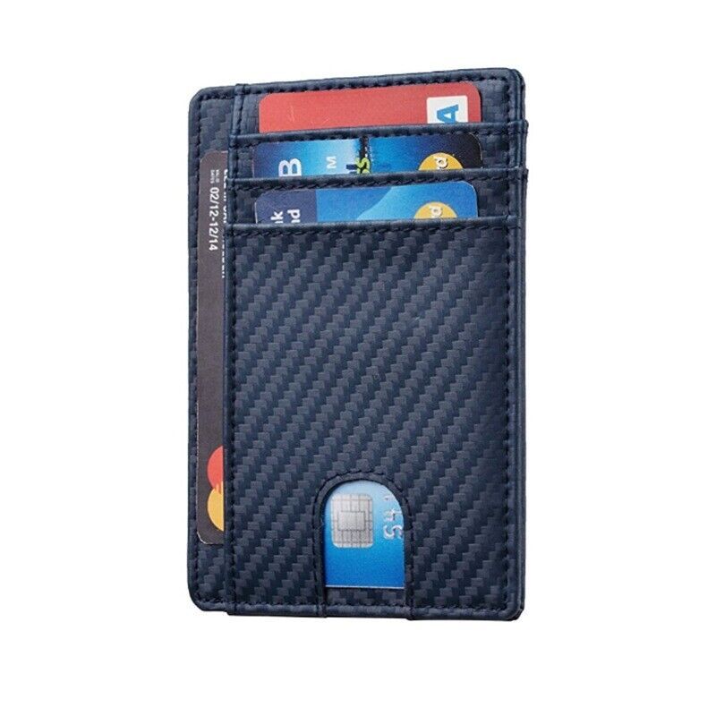 Herren Leder Slim Wallet Kreditkartenetui RFID Blocker Geldbörse Ausweis Geldfach PU USA