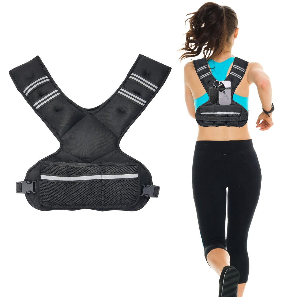 Verstellbare Gewichtsweste, 9-14,5 kg Gewichtsweste mit 6 Eisensandgewichten und reflektierendem Streifen, Körpergewichtswesten-Trainingsset für Männer und Frauen, Trainingsgerät für Krafttraining, Laufen, Joggen