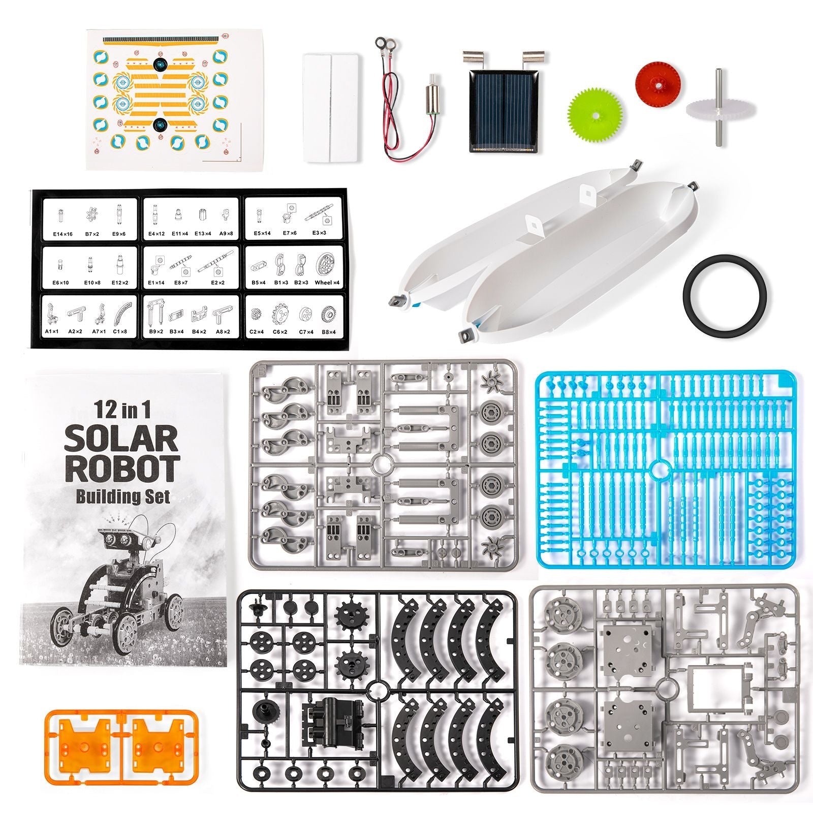 Kit robot solaire STEM pour enfants ; 12-en-1 jouets scientifiques éducatifs STEM ; Kit de construction DIY alimenté par l'énergie solaire pour garçons et filles de 8 9 10 11 12 13 ans