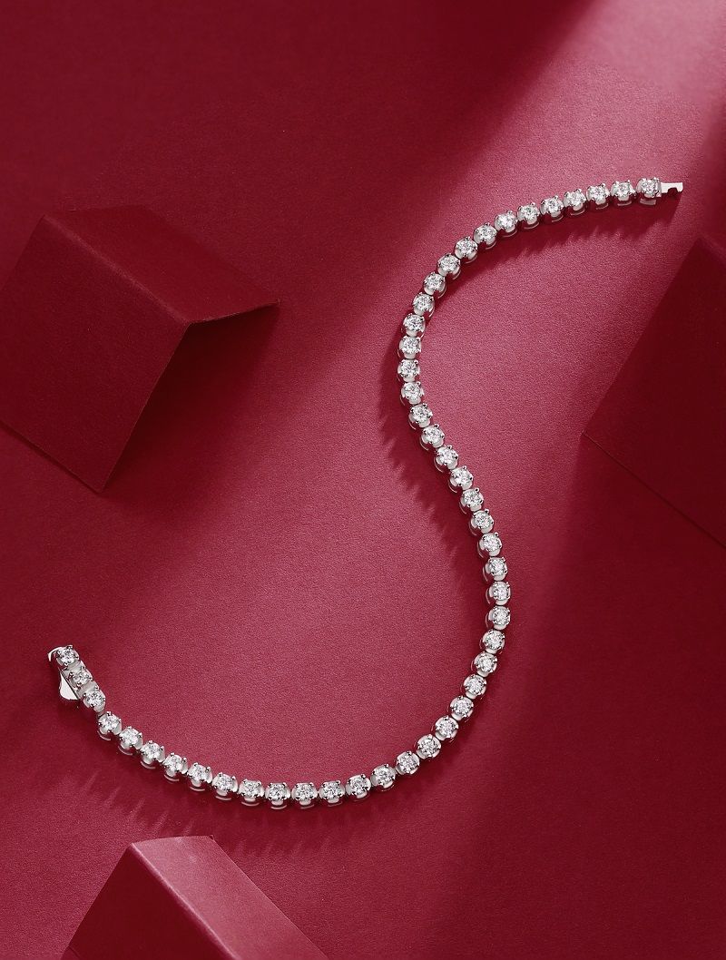 Ciel Étoilé - Parure de bijoux bracelet et jonc tendance avec moissanite, argent sterling S925 et diamants plaqués platine