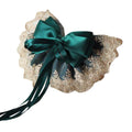Grüne Vintage-Spitzen-Haarspange mit großer Schleife, handgefertigte Chiffon-Haarspange mit Band im französischen Stil