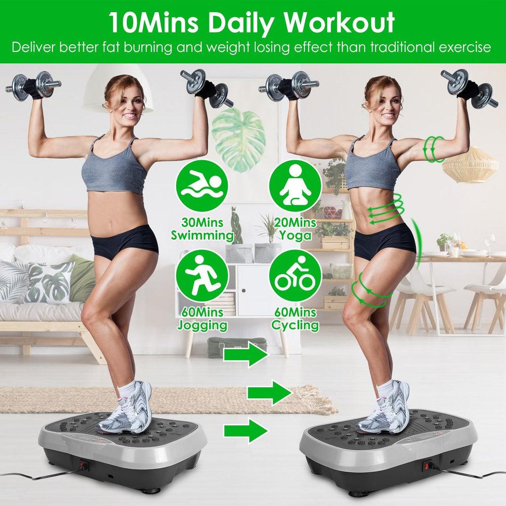 Appareil de fitness vibrant avec bandes de résistance, télécommande, plateforme vibrante pour le corps entier, équipement d'entraînement à domicile pour la perte de poids et la combustion des graisses
