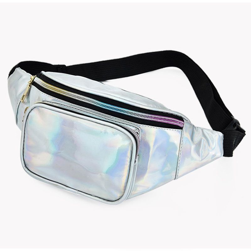 Damen Holografische Gürteltasche Herren Glänzende Bauchtasche Hologramm Hüfttasche Reise Laser Brusttasche mit verstellbarem Gurt für Reisen