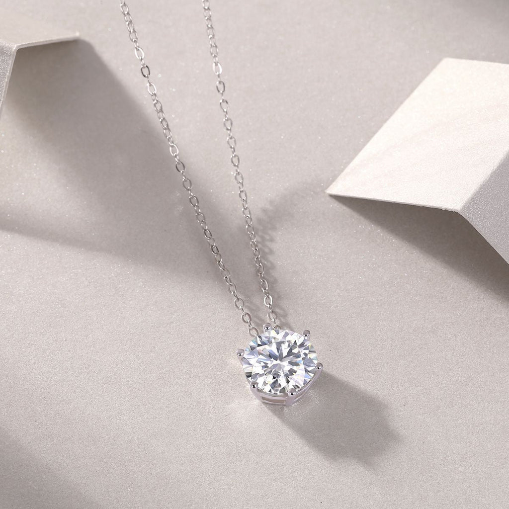 Afternoon Rose – Set mit Moissanit 1 Karat 2 Karat 3 Karat S925 Sterling Silber und Platinbeschichteter Halskettenanhänger Modetrend Diamantschmuck