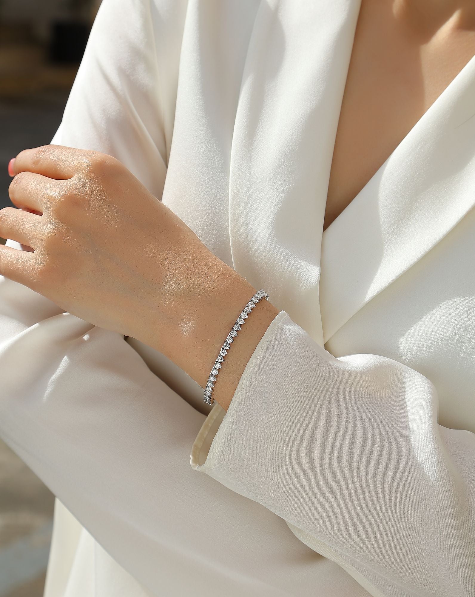 Mark - Armband mit 0,1 Karat Moissan Diamanten, S925 Sterlingsilber und Platin-beschichteten Diamanten, ein modisches Schmuckarmband, ein luxuriöses Silber-Accessoire