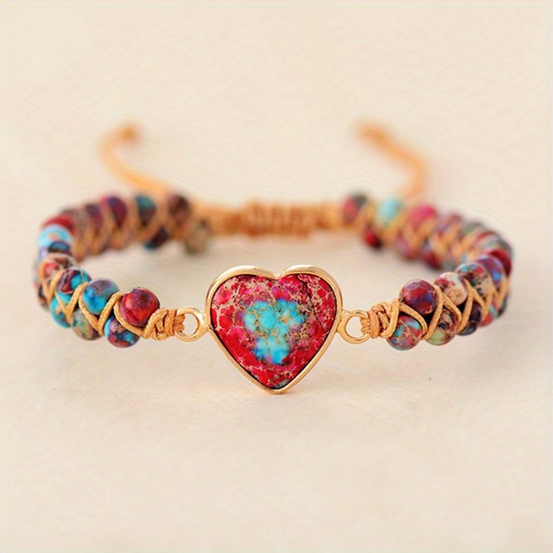 Heiß begehrtes Armband, Roter Imperialstein-Armband, Pfirsichherz-Liebes-Handkette, geflochtenes Armband.