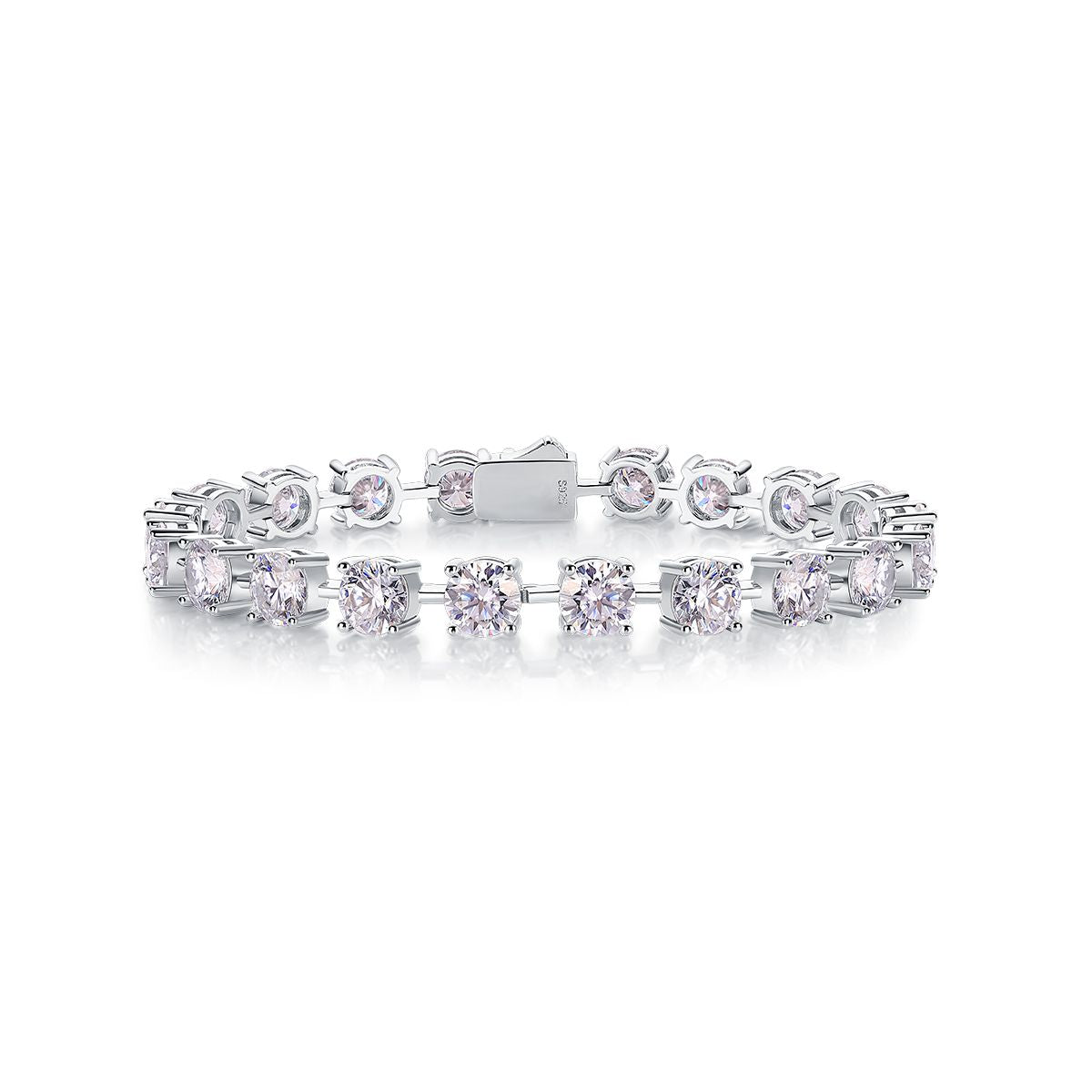 Rendez-vous - Parure de bijoux élégante en forme de bracelet et de jonc sertis de moissanite en argent sterling S925 et diamant plaqué platine