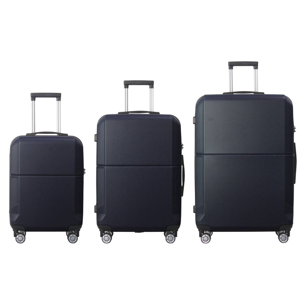 BLAUES 3-teiliges Premium ABS-Gepäckset – 20", 24" und 28" Koffer mit mehrstufigem Griff, leisen Spinner-Rädern und TSA-Schloss – Strapazierfähiges, stilvolles und geräumiges Reisegepäck