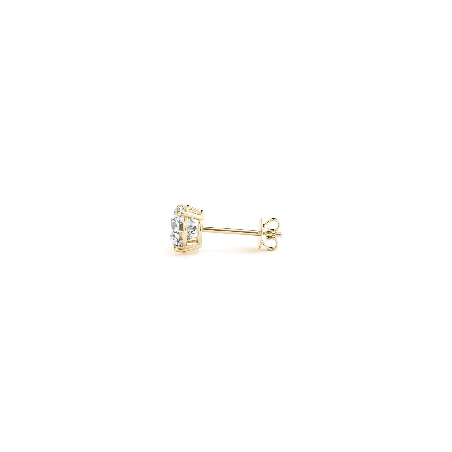 1/2 Karat runder, im Labor gezüchteter Diamant-Ohrstecker aus 585er Gelbgold (G/VS2)