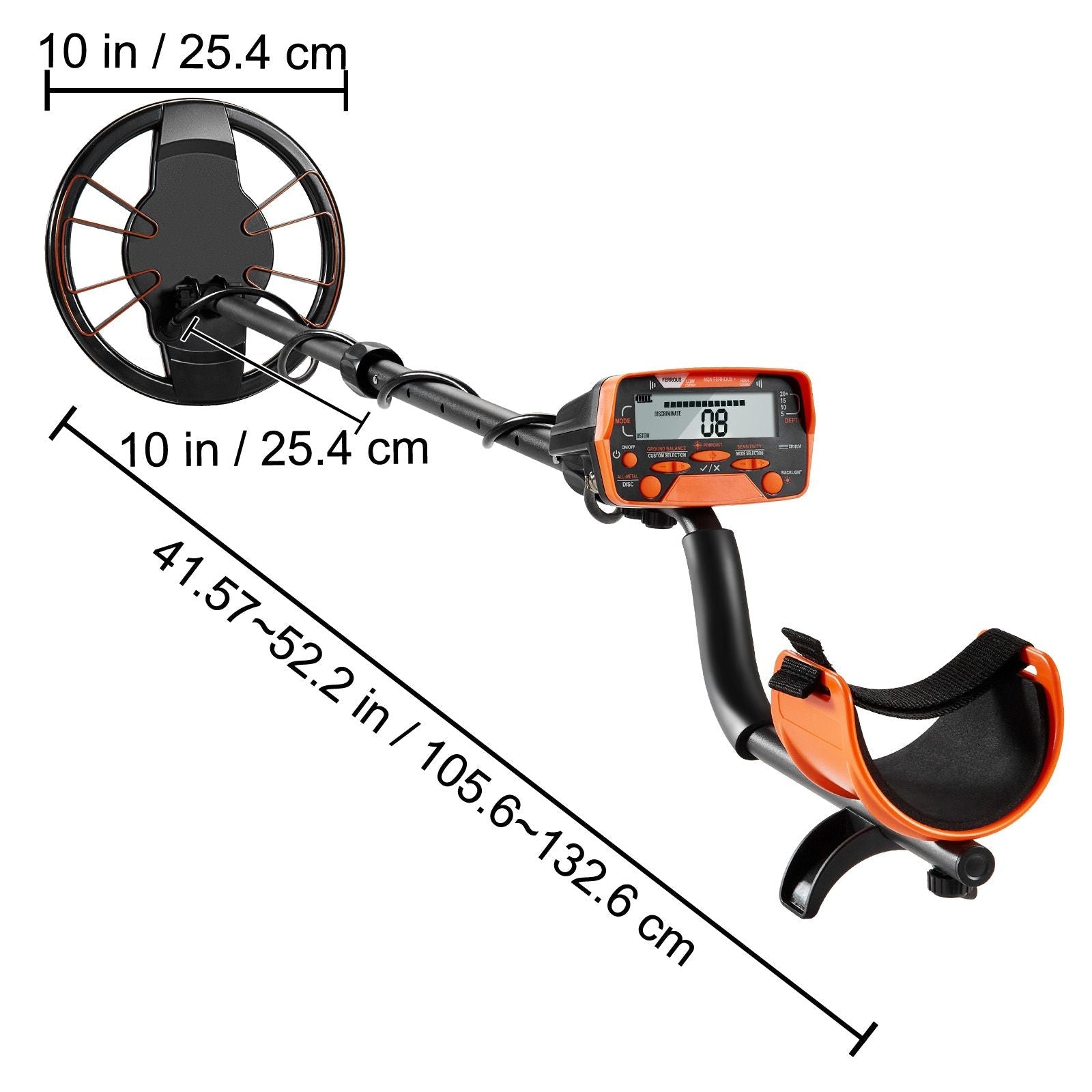 Détecteur de métaux pour adultes et enfants, bobine de recherche étanche de 10 pouces avec écran LCD 7 modes, tige en aluminium réglable de 41 à 52 pouces, puce DSP pour une plus grande précision, détecteur d'or profondeur de détection de 10 pouces