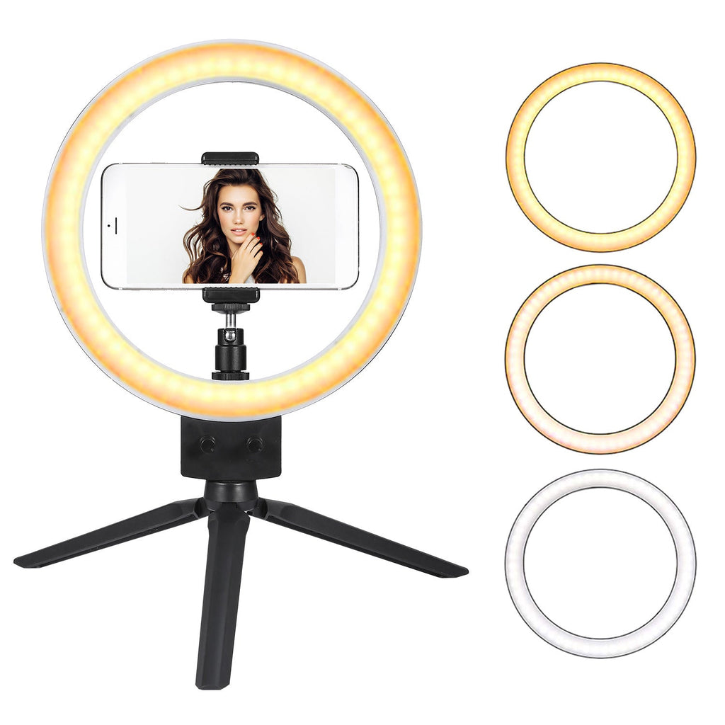 9" Dimmbare LED-Ringlampe mit Stativ, Telefon, Selfie-Kamera, Studio, Foto, Video, Make-up-Lampe
