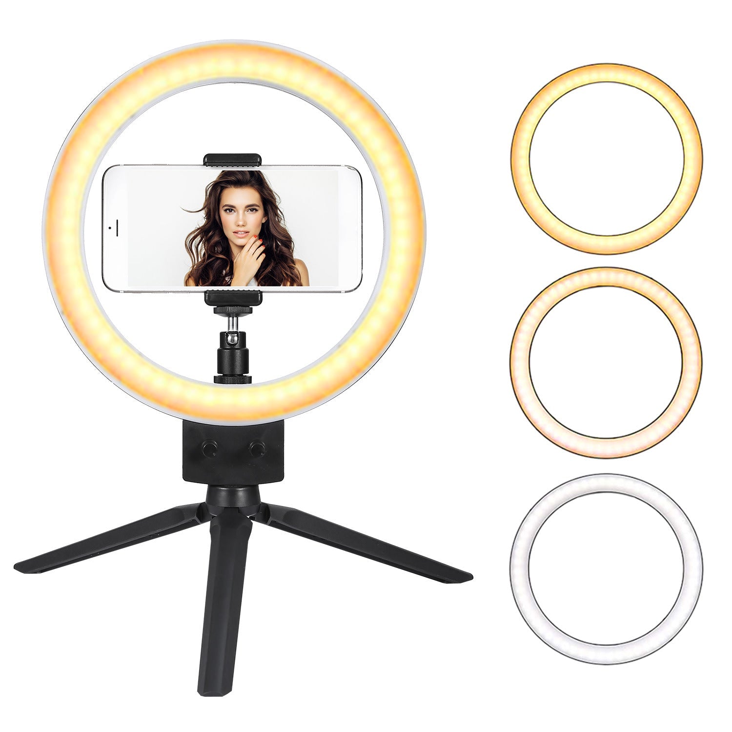 9" Dimmbare LED-Ringlampe mit Stativ, Telefon, Selfie-Kamera, Studio, Foto, Video, Make-up-Lampe