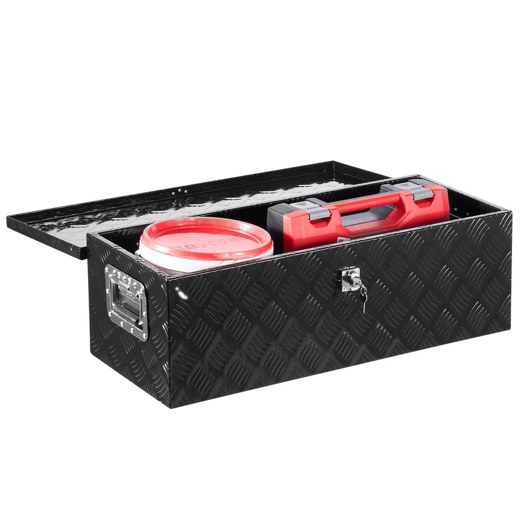 30"x13"x9.6" Schwerlast-Aluminium-Werkzeugkasten für Pickup-Wohnmobil, Schwarz