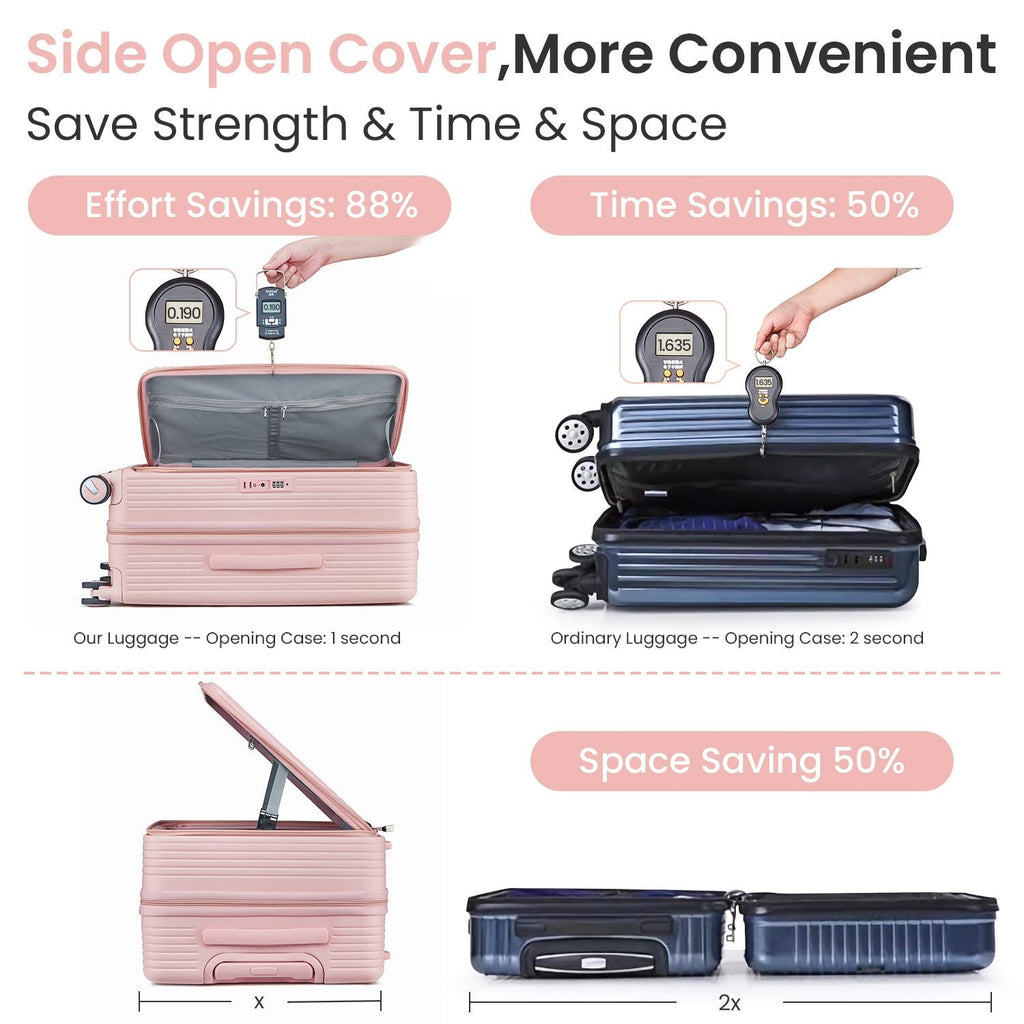 Ensemble de 3 valises (20/24/28), bagage cabine extensible avec serrure TSA approuvée par les compagnies aériennes, coque rigide 100 % PC, valise légère avec poche avant et roues pivotantes