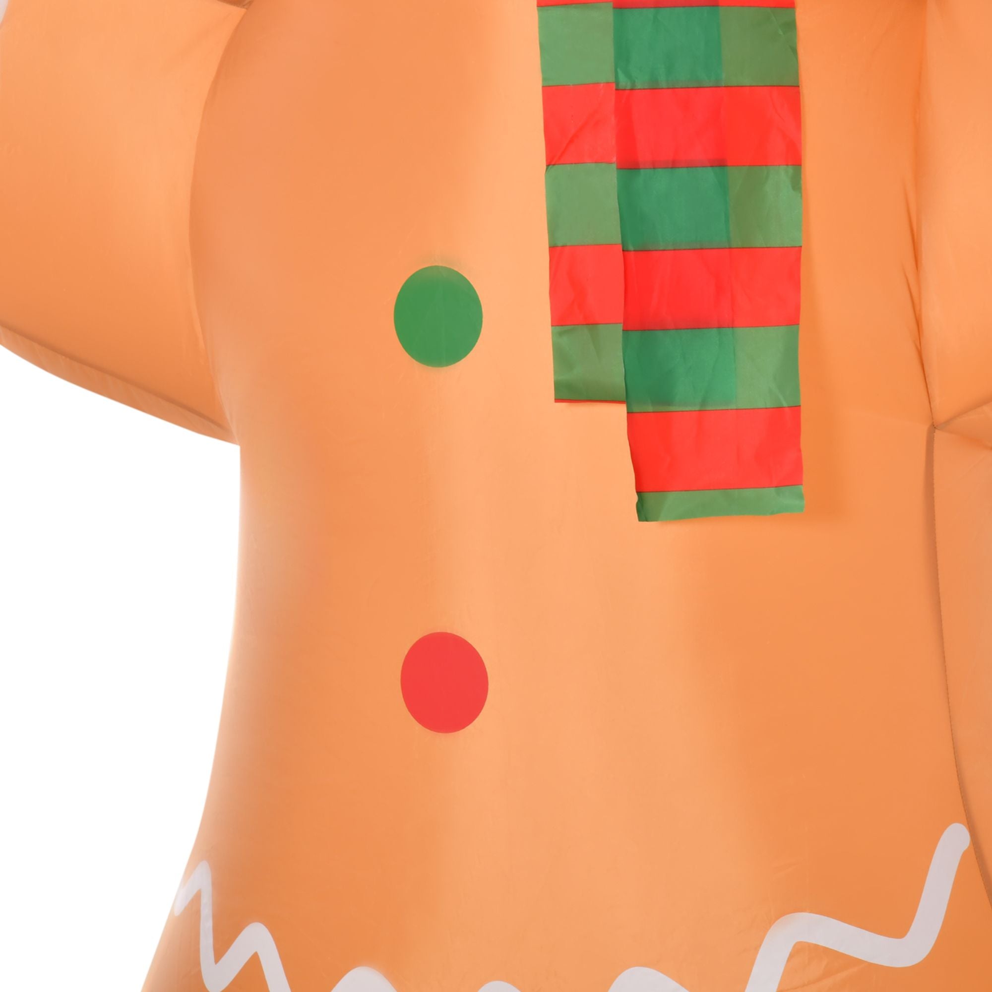 HOMCOM 2,4 m aufblasbarer Lebkuchenmann mit Zuckerstange, aufblasbare Weihnachtsdekoration für den Außenbereich mit LED-Beleuchtung