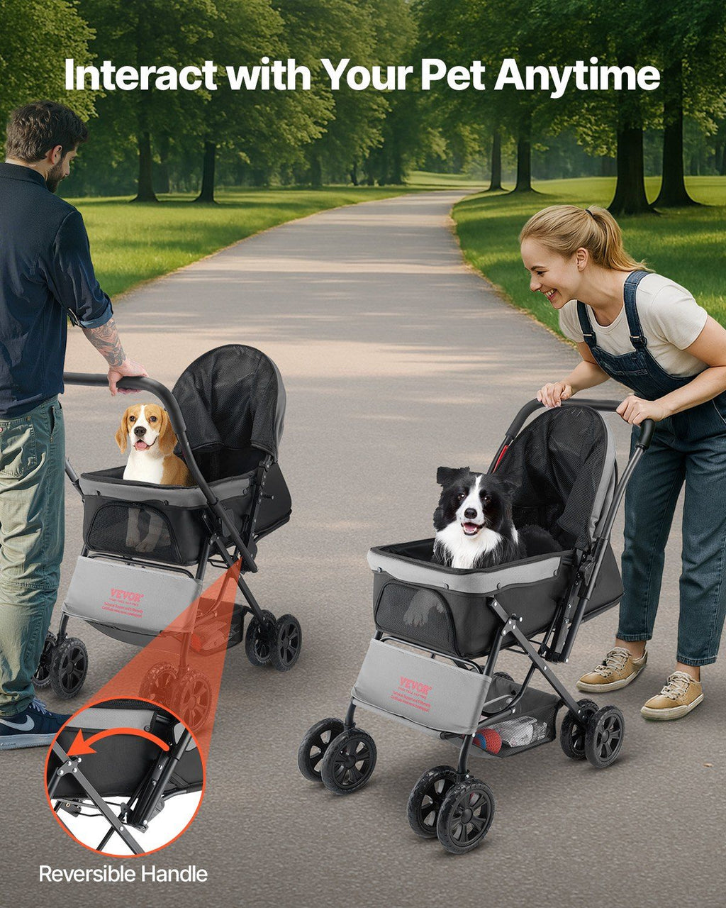 Haustier-Buggy Faltbar 4 Räder Reise-Hundebuggy Wendegriff bis 20 kg