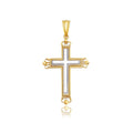 Pendentif croix en or bicolore 14 carats avec un style fleuri orné