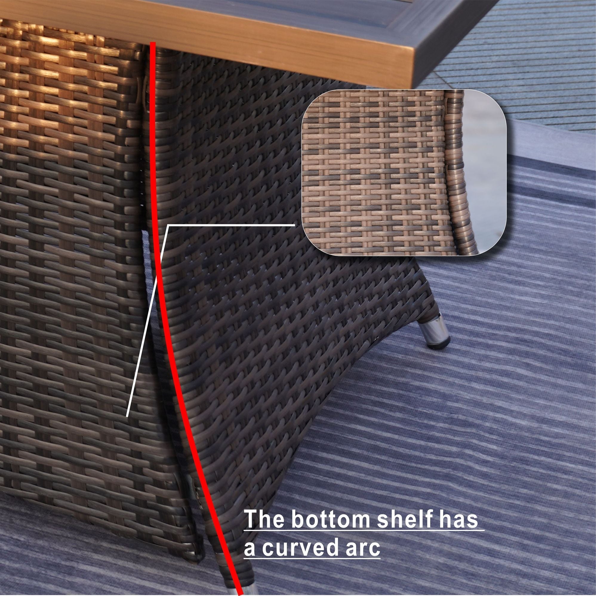 Ensemble de salle à manger d'extérieur Direct Wicker avec foyer – Table rectangulaire en aluminium 6 places et chaises en rotin