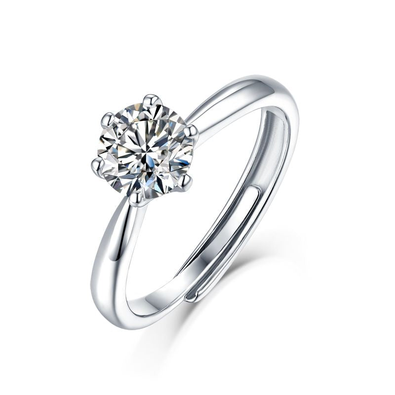 Klassischer Sechs-Krappen-Moissanit-Ring 1 Karat 2 Karat 3 Karat 5 Karat S925 Sterling Silber Plattiert Trendiger Klassischer Diamantschmuckring