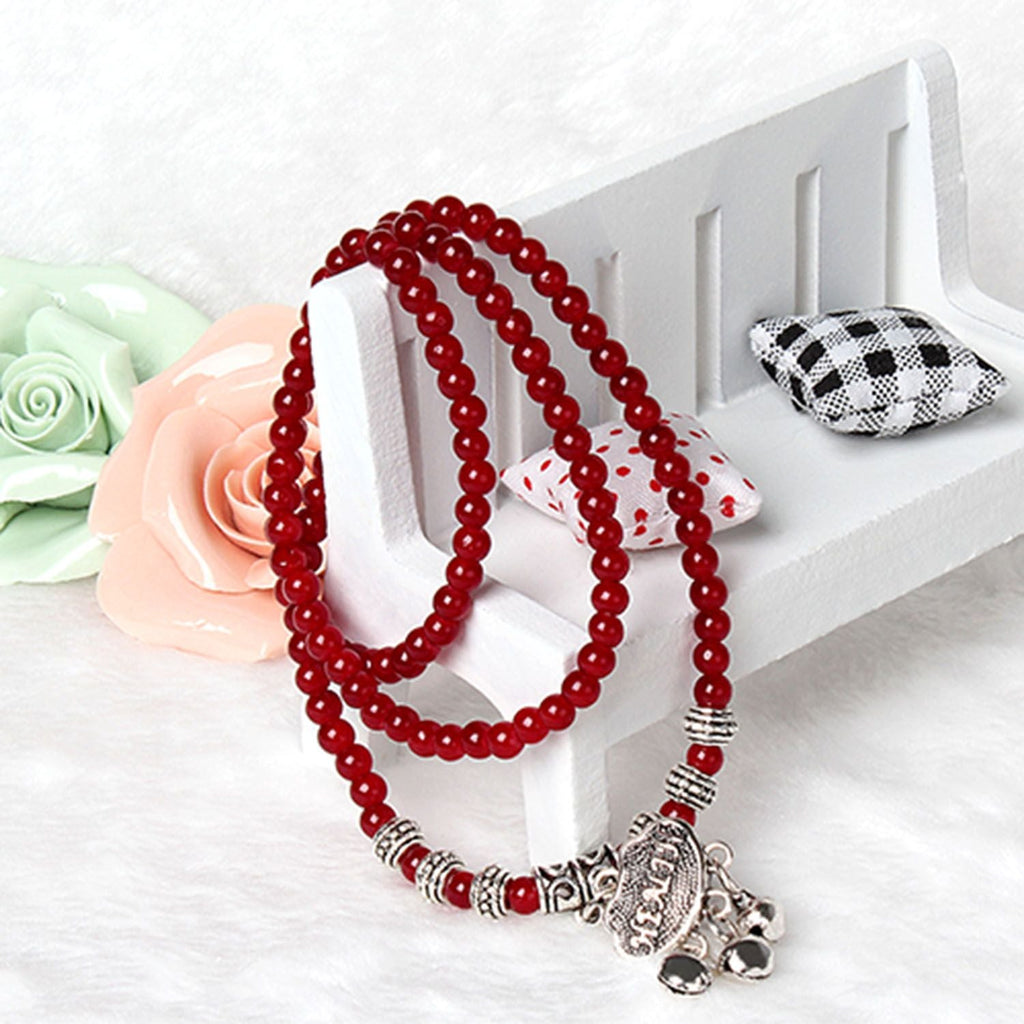 Bracelet perles agate rouge bonne chance