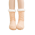 Chaussettes-pantoufles chaudes, douces, épaisses et confortables avec picots antidérapants pour Noël et l'hiver, couleur chair