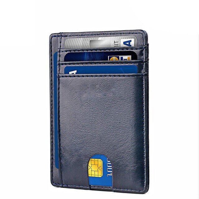 Herren Leder Slim Wallet Kreditkartenetui RFID Blocker Geldbörse Ausweis Geldfach PU USA