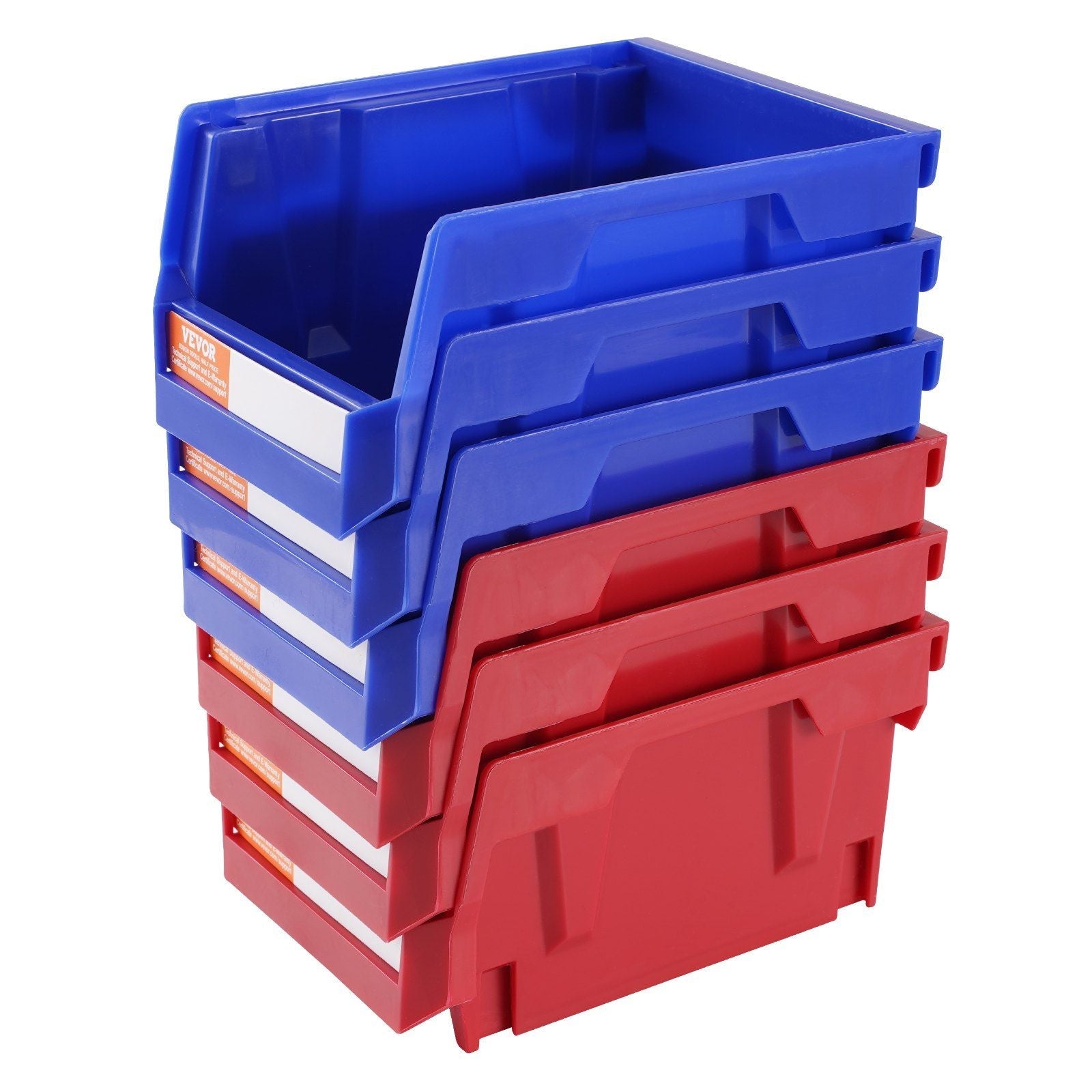 Kunststoff-Aufbewahrungsbehälter, (12,7 x 10,16 x 7,62 cm), stapelbare Hänge-Aufbewahrungsbox, Blau/Rot, 24er-Pack, Hochleistungs-Stapelbehälter für Kleiderschrank, Küche, Büro oder Speisekammer